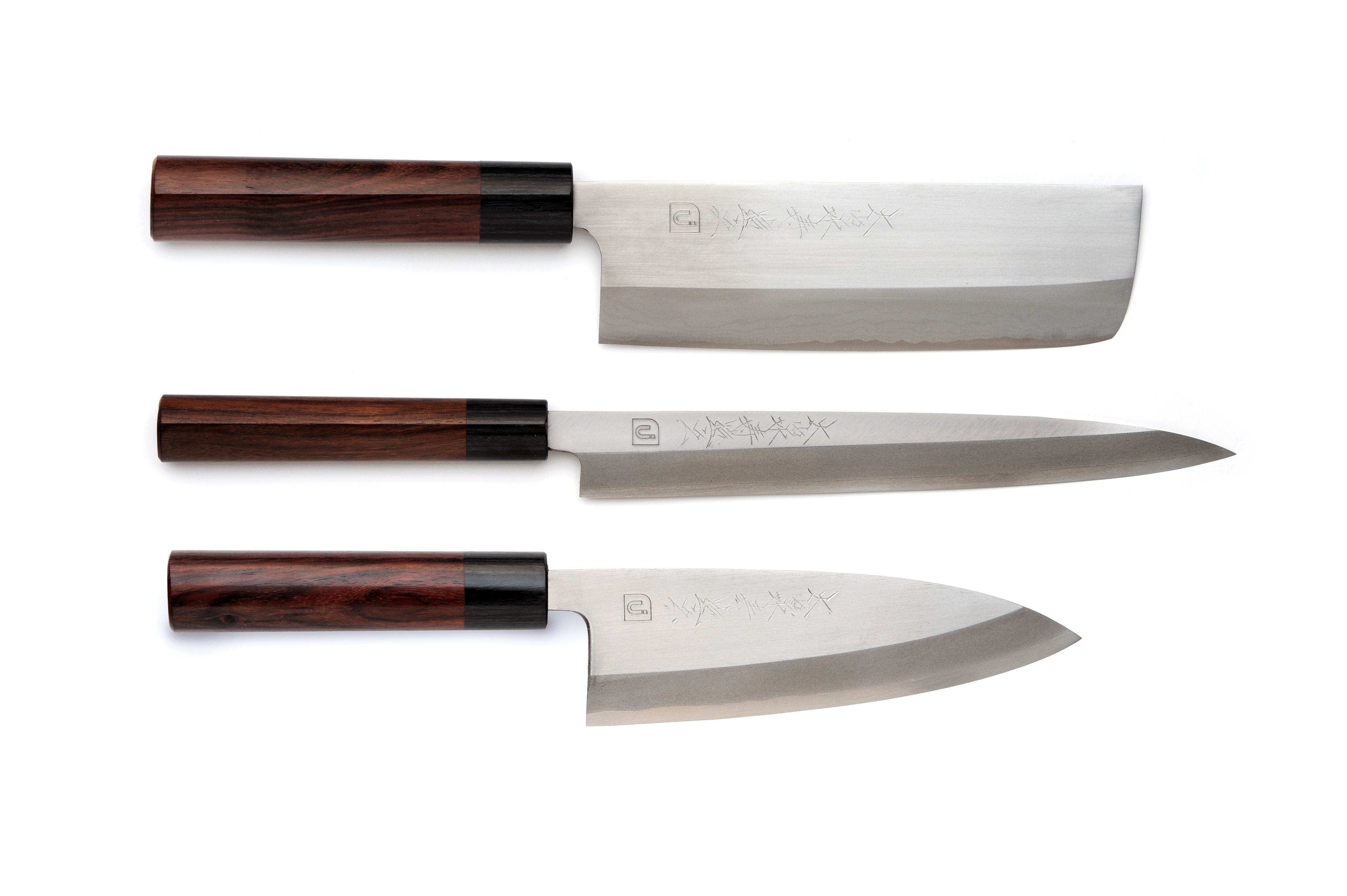 Kuromori 3-piece Kitchen Knife Set (Nakiri, Yanagi, Deba) « Unique