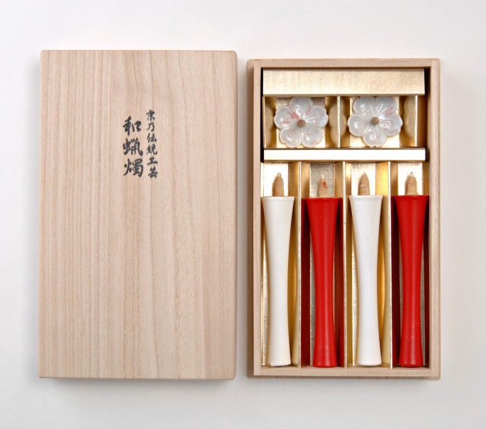 Traditional Candles from Kyoto (Warosoku) 4-stick Grand Kiri (Paulownia wood) Box Set