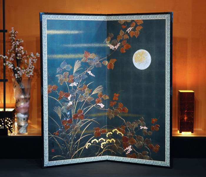 Akigusa Folding Japanese Screen Authentic Kanazawa-haku Gold