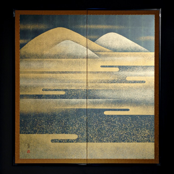 Akishino Folding Japanese Screen Authentic Kanazawa-haku Gold