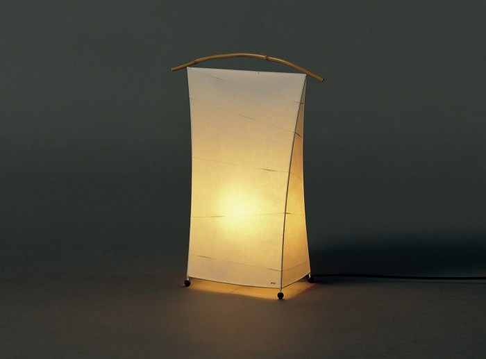 Bamboo Handle Linen-threaded Standing Lamp Handmade using authentic Japanese washi paper