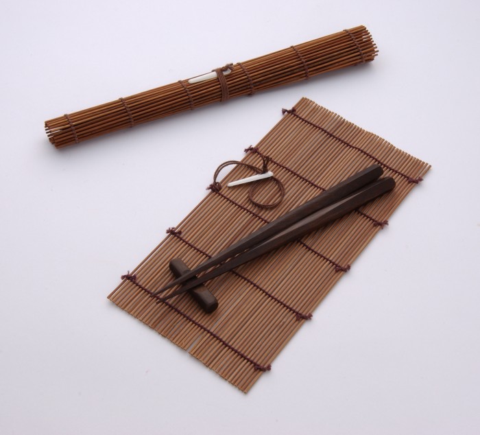 Handmade bamboo rolled chopstick carrying mat Smoked brown colour