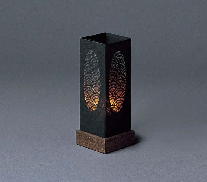 Black "Candle" Table Lamp Handmade using authentic Japanese washi paper