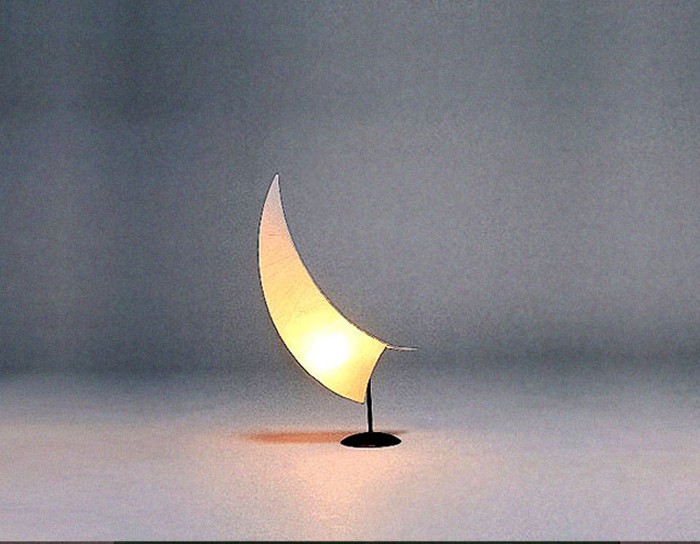 Crescent Moon Paper Lamp Handmade using authentic Japanese washi paper
