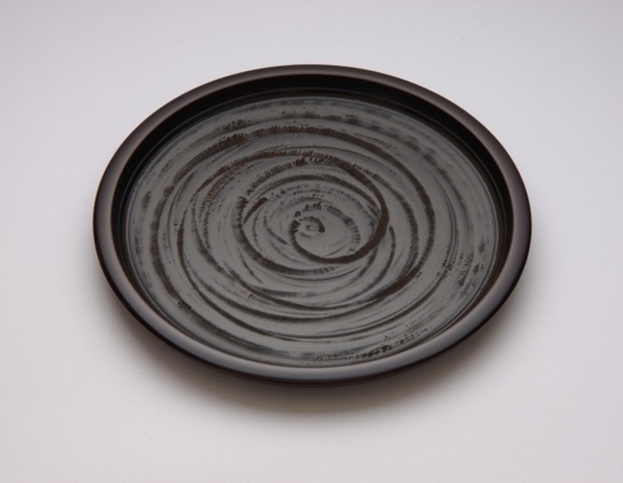 spiral carved black wood tray