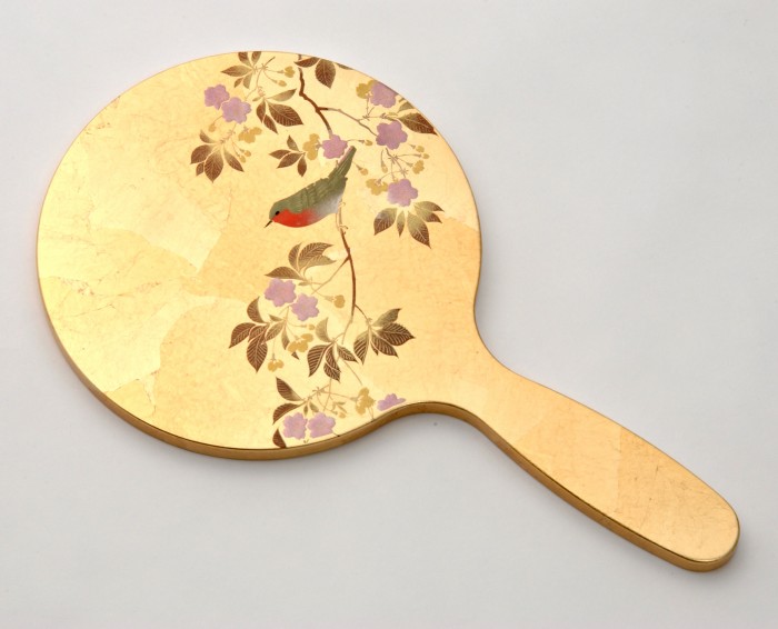 A Touch of Gold Hand Mirror Authentic Kanazawa gold leaf with hand painted Japanese sakura decoration
