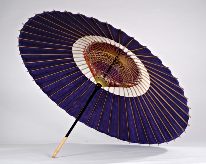 Traditional Janome Wagasa Umbrella from Kyoto Purple (organic washi paper with white ring)