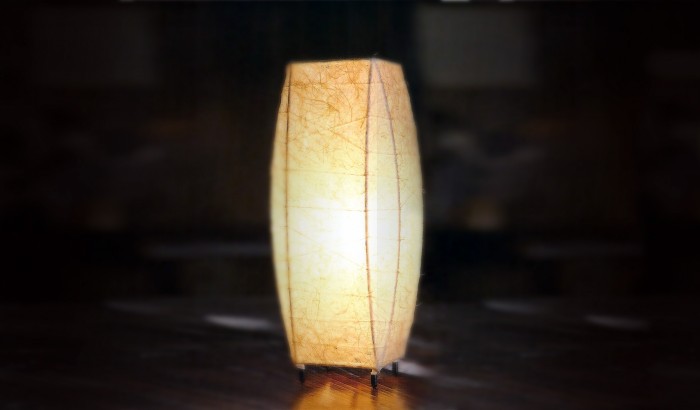 Mini Textured Standing Lamp Handmade using authentic Japanese washi paper