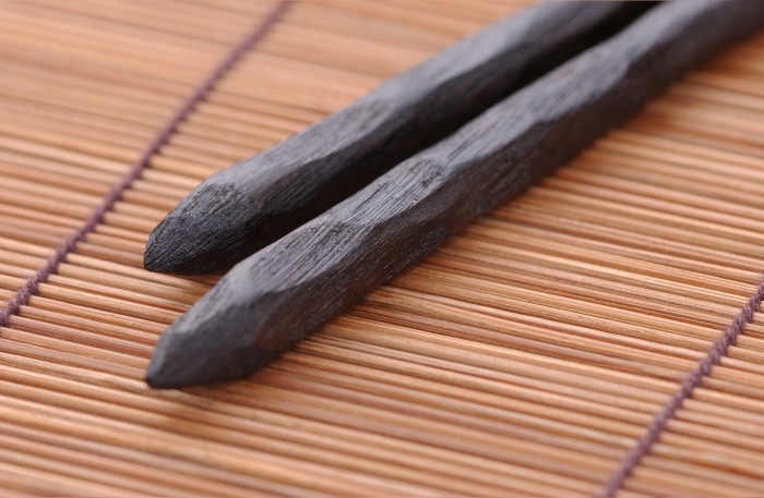 Natural-cut Chopsticks Handcrafted from Ebony Original design, hand-carved from ebony