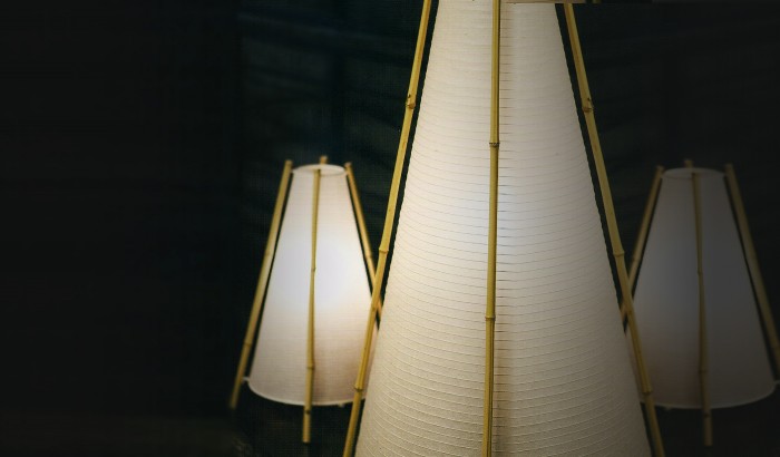 Nippon Conical Tall Lamp Handmade using authentic Japanese washi paper