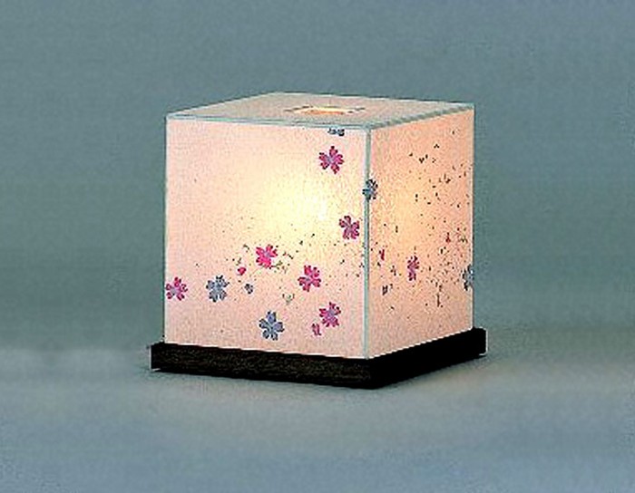 Petite Pressed Flower Table Lamp Handmade using authentic Japanese washi paper