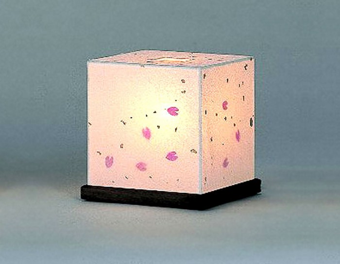 Petite Cherry Blossom Petal Table Lamp Handmade using authentic Japanese washi paper