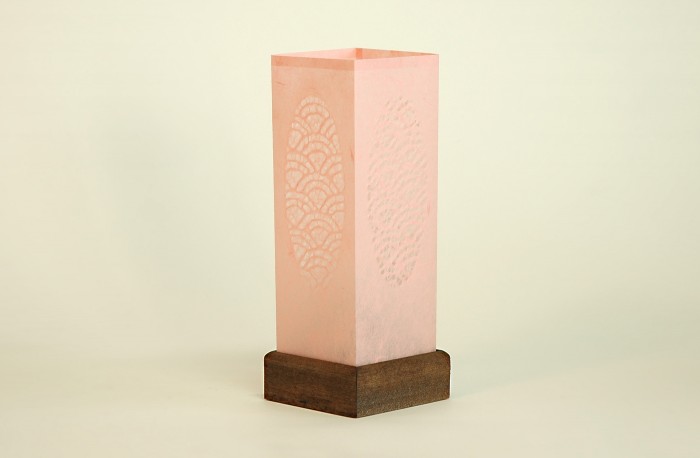 Pink "Candle" Table Lamp Handmade using authentic Japanese washi paper