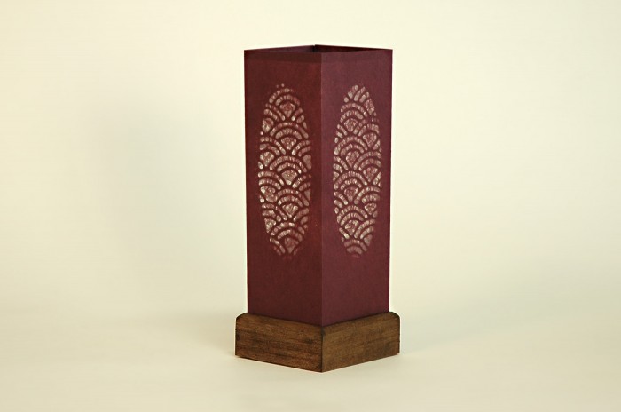 Purple "Candle" Table Lamp Handmade using authentic Japanese washi paper