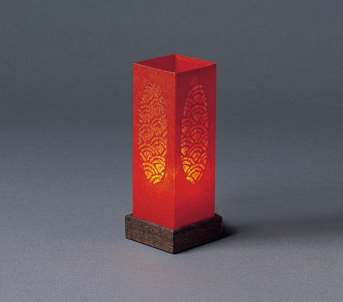 Red "Candle" Table Lamp Handmade using authentic Japanese washi paper
