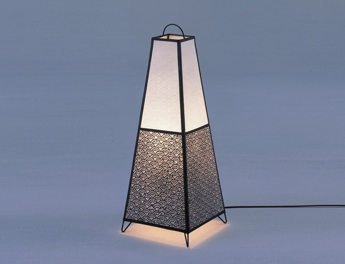 Tall Kura Pyramid-Shaped Paper Lamp Handmade using authentic Japanese washi paper