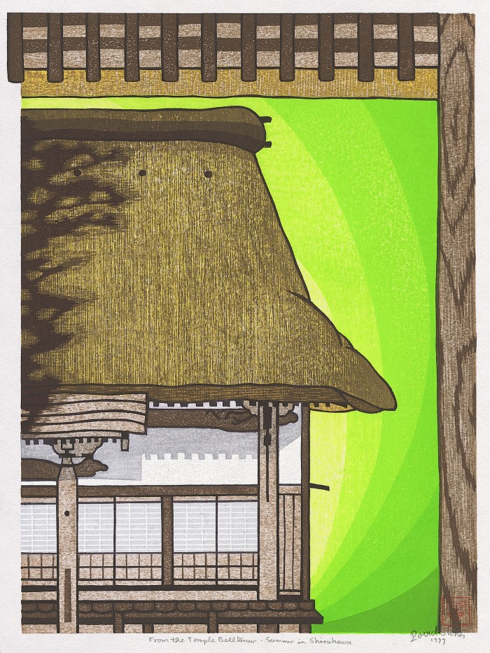 David Stones - Woodblock Artist From the Temple Bell tower - Summer (Shirakawa seasons)