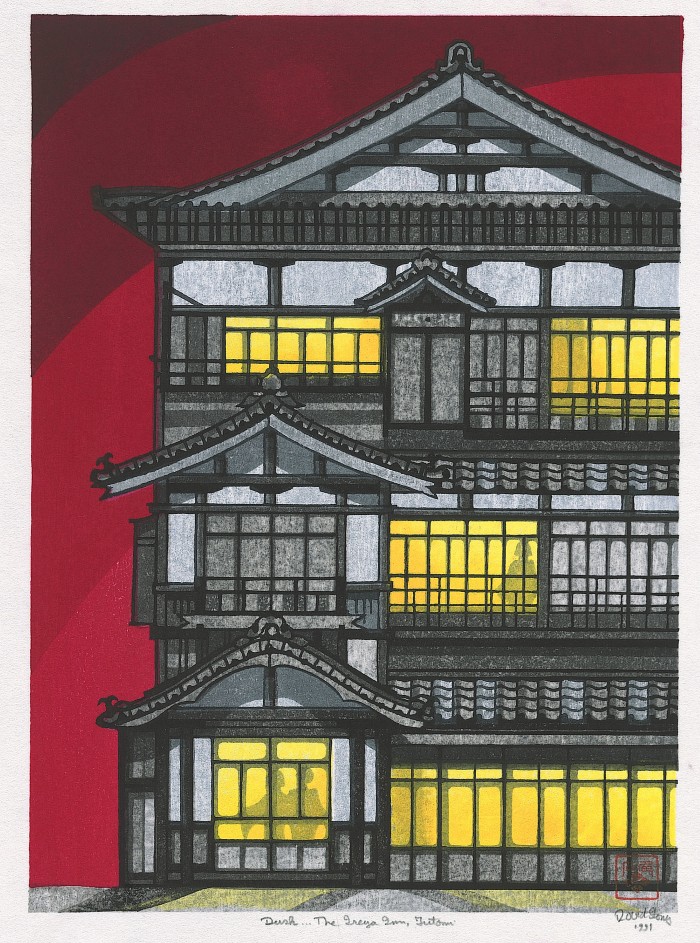 David Stones - Woodblock Artist Dusk... The Iseya Inn