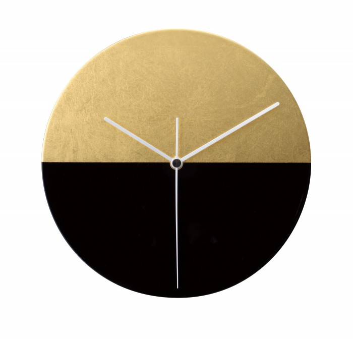 A Touch of Gold Two-Toned Clock Authentic Kanazawa-haku gold & clear black lacquer