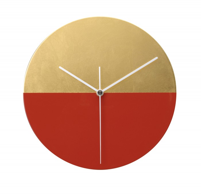 A Touch of Gold Two-Toned Clock Authentic Kanazawa-haku gold & bright crimson lacquer