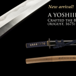 A YOSHIIE WAKIZASHI CRAFTED AUGUST, 1675 IN KAGA PROVINCE (CLICK FOR DETAILS)