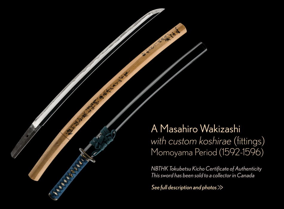 View Details of a Masahiro Wakizashi from Momoyama period 1592-1596