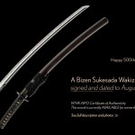View details of a Bisshu Osafune Sukesada Wakizashi signed and dated to August 1514
